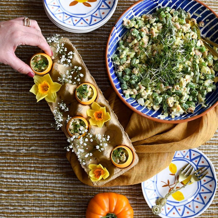 Garnalen, eiersalade met groene asperges - FOODIES IN HEELS