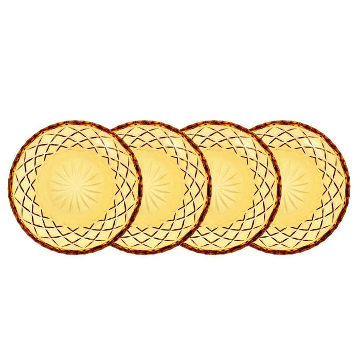 Gebaksbordenset glas Sorrento Amber 16cm (set van 4) - Kleine borden - Lyngby Glas