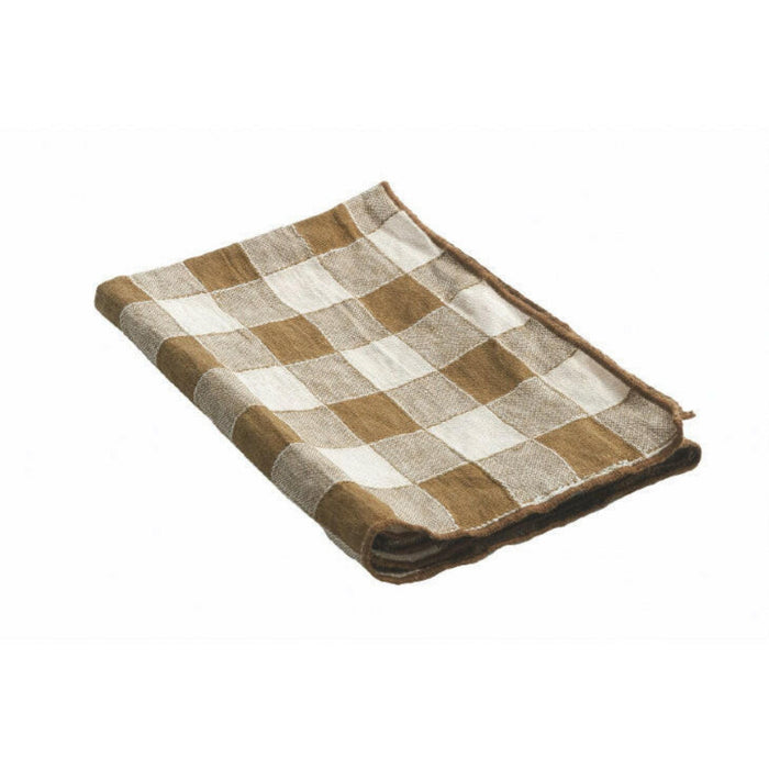 Keukenhanddoek Canvas Vichy - Bourdon Havane 43x75cm - Keukenhanddoeken - Maison de Vacances