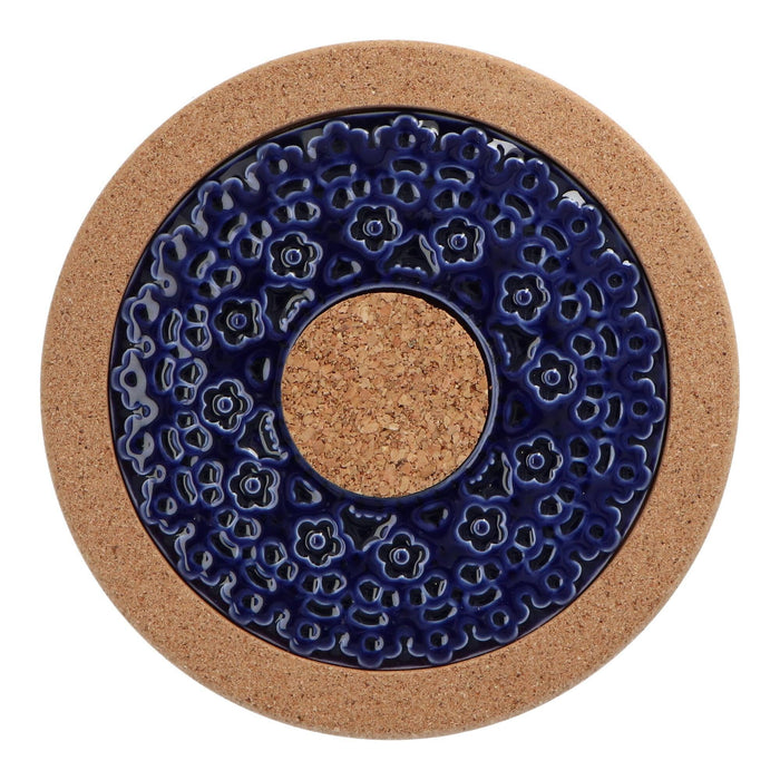 Pannenonderzetter kurk kobaltblauw 19cm - Pannenonderzetters - Duro Ceramics