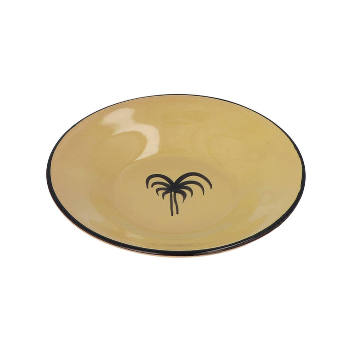 Pastabord palmboom honinggeel gladde rand 23cm - Diepe borden - Enza Fasano