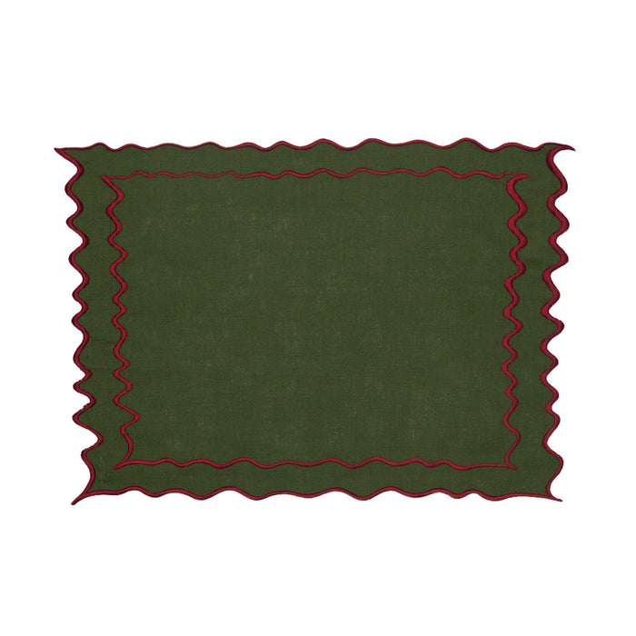 Placemat Vila groen met rood 35x50cm - Placemats - Mariaida Home