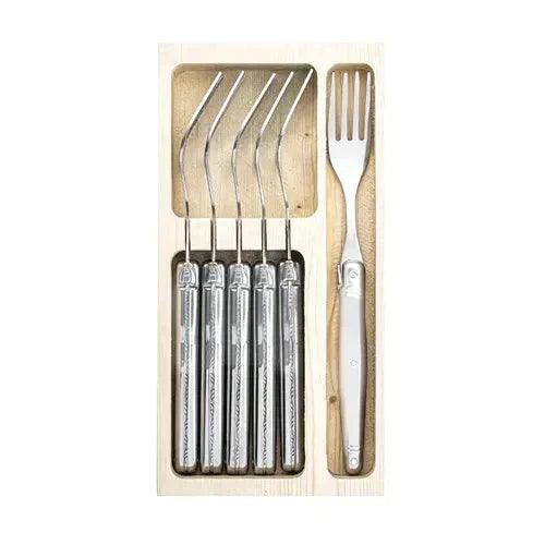 Premium Line vorken RVS in houten tray (set van 6) Laguiole Style de Vie - FOODIES IN HEELS