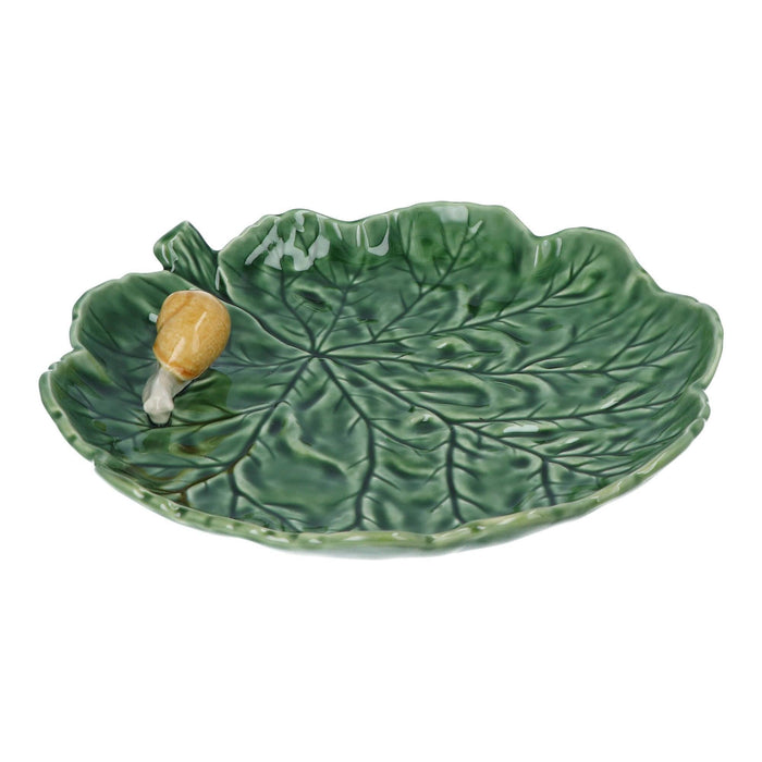 Serveerschaal groen koolblad met slak 29cm - Schalen - Bordallo Pinheiro
