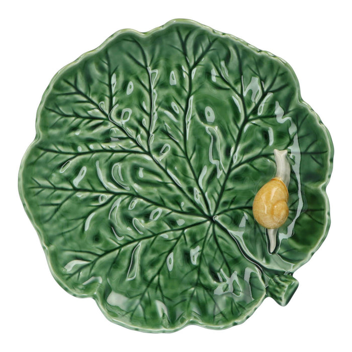 Serveerschaal groen koolblad met slak 29cm - Schalen - Bordallo Pinheiro