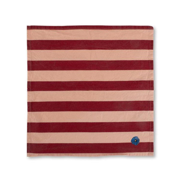 Servet Leya Streep rood en roze 45x45cm (set van 2) - Servetten - Byon