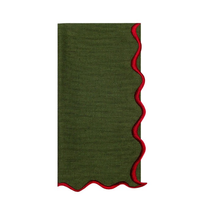 Servet Vila groen met rood 45x45cm - Servetten - Mariaida Home