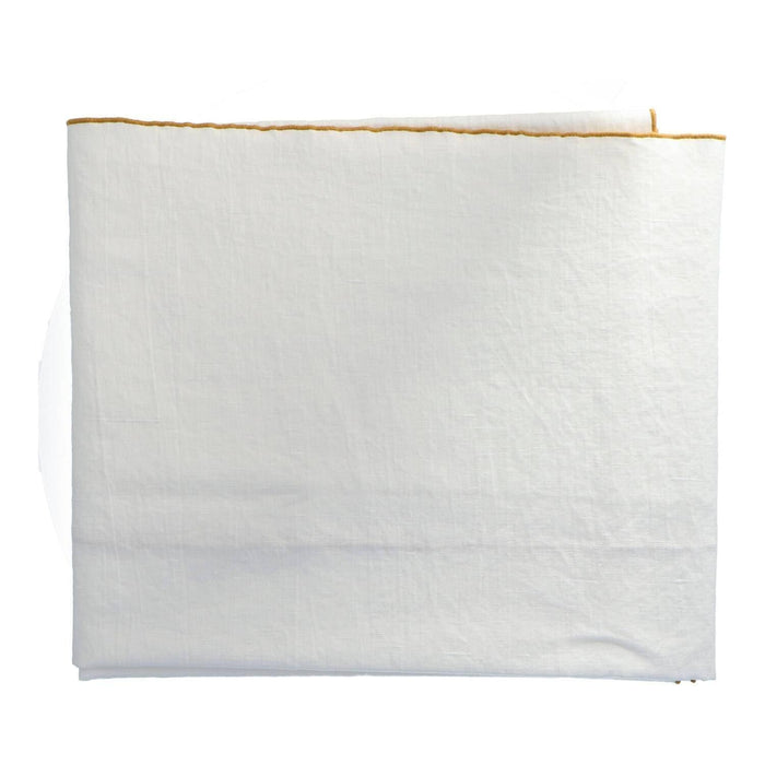 Tafelkleed Bourdon Canvas Mimi - Blanc & Bourdon Ocre 170x170cm - Tafelkleden - Maison de Vacances