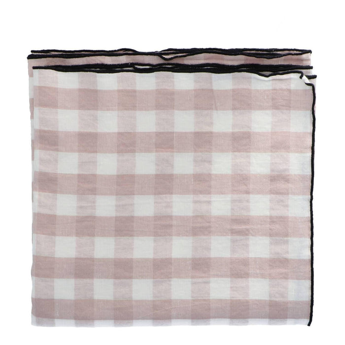 Tafelkleed Bourdon Canvas Mimi Vichy - Vichy Blush & Bourdon Noir 145x350cm - Tafelkleden - Maison de Vacances