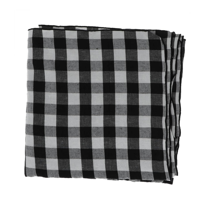 Tafelkleed Bourdon Canvas Mimi Vichy - Vichy Noir & Bourdon Noir 145x300cm - Tafelkleden - Maison de Vacances