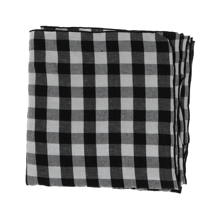 Tafelkleed Bourdon Canvas Mimi Vichy - Vichy Noir & Bourdon Noir 145x350cm - Tafelkleden - Maison de Vacances