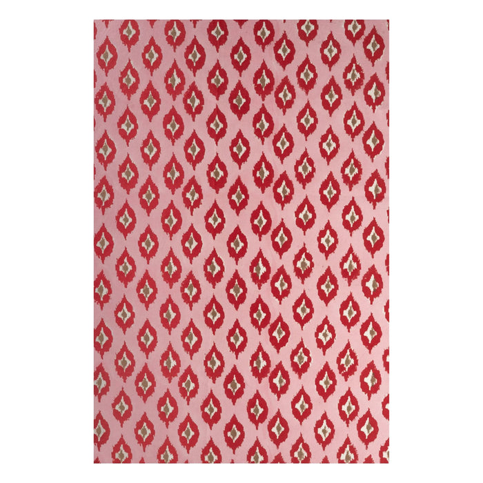 Tafelkleed handgeprint rood roze motief 250x150cm - Tafelkleden - Les Ottomans