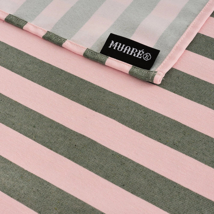 Tafelkleed Maglia Raya groen met roze streep 160x300cm - Tafelkleden - Muaré