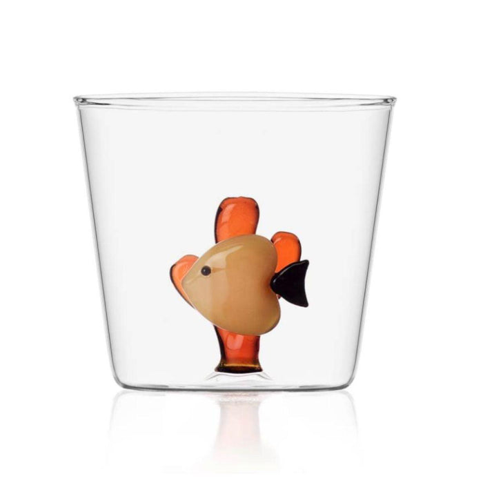 Waterglas Yellow Fish Amber Seaweed - Waterglazen - Ichendorf Milano