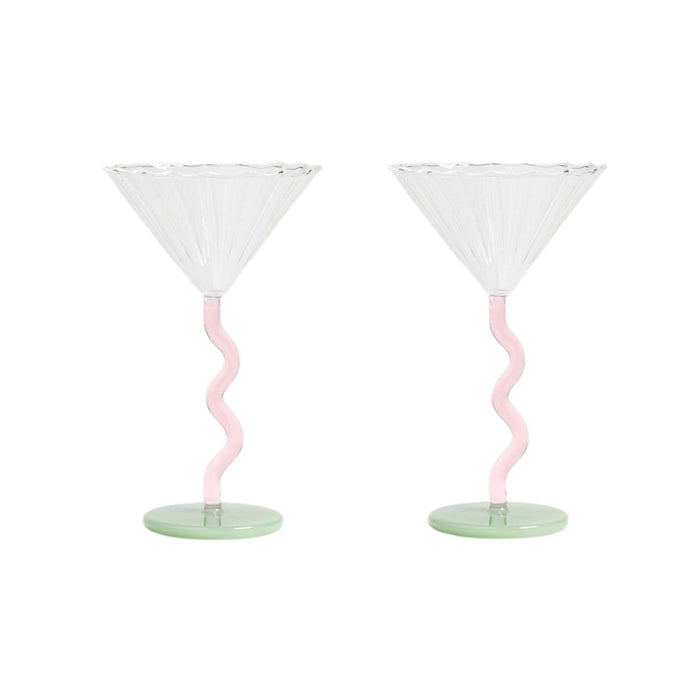 Wijnglazen Curve Pink (set van 2) - Wijnglazen - &Klevering