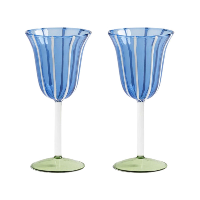Wijnglazen Eve Blue (set van 2) - Wijnglazen - &Klevering