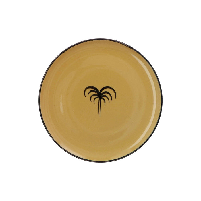 Dinerbord palmboom honinggeel gladde rand 25,5cm - Dinerborden - Enza Fasano