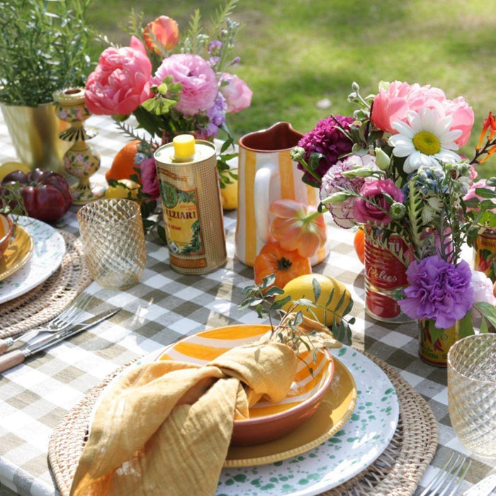 Dinerbord wit groen spetters gladde rand Smammriato 28,5cm - Dinerborden - Enza Fasano