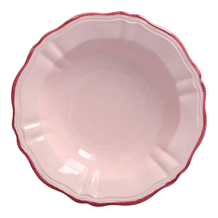 Schale Baccellato Dusty Rose mit Fuscia Rand 19cm - Schalen - Enza Fasano
