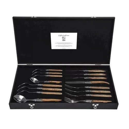 Luxury Line Couvert Besteckset 16-teilig aus Olivenholz in Luxusbox - Besteck - Laguiole Style de Vie