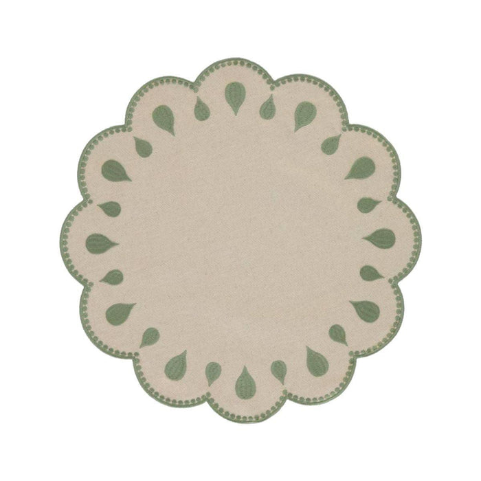 Tischset Gotas grün gestickt 40cm - Tischsets - Mariaida Home