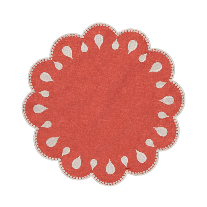 Tischset Gotas gestickt terrakotta & weiß 45cm - Tischsets - Mariaida Home