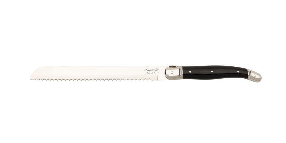 Premium Line broodmes zwart in houten tray - Bestek - Laguiole Style de Vie
