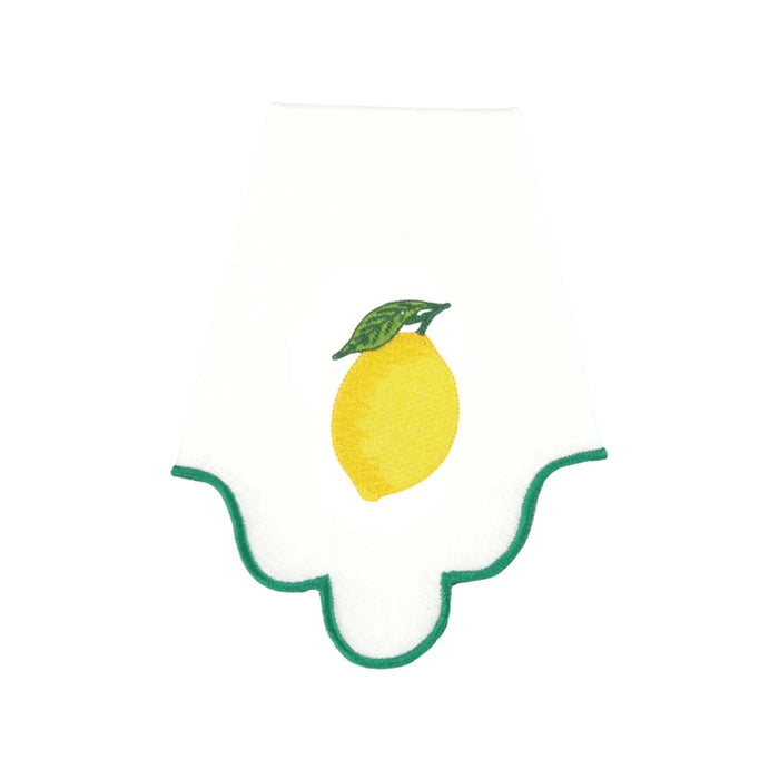 Serviette Ondulado Limon mit grünem Rand 45x45cm - Servietten - Mariaida Home