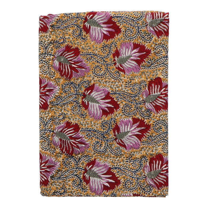 Tischdecke handbedruckte Baumwolle gelb lila 250x150cm - Tischtücher - Les Ottomans