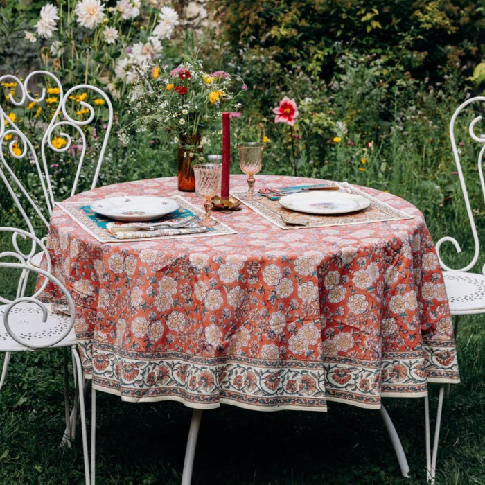 Rond tafelkleed Dalia coral 175cm