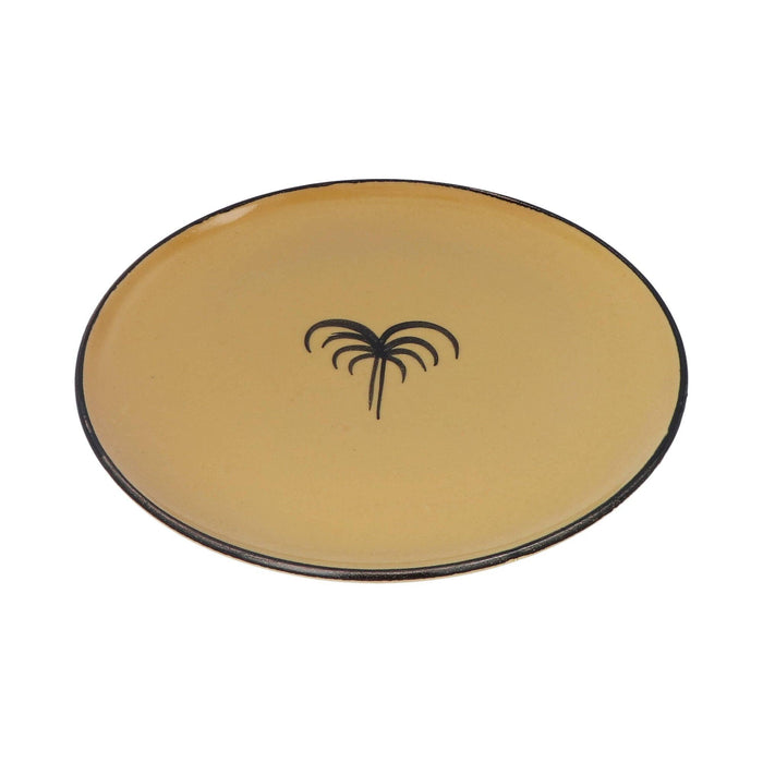 Dinerbord palmboom honinggeel gladde rand 25,5cm - Dinerborden - Enza Fasano