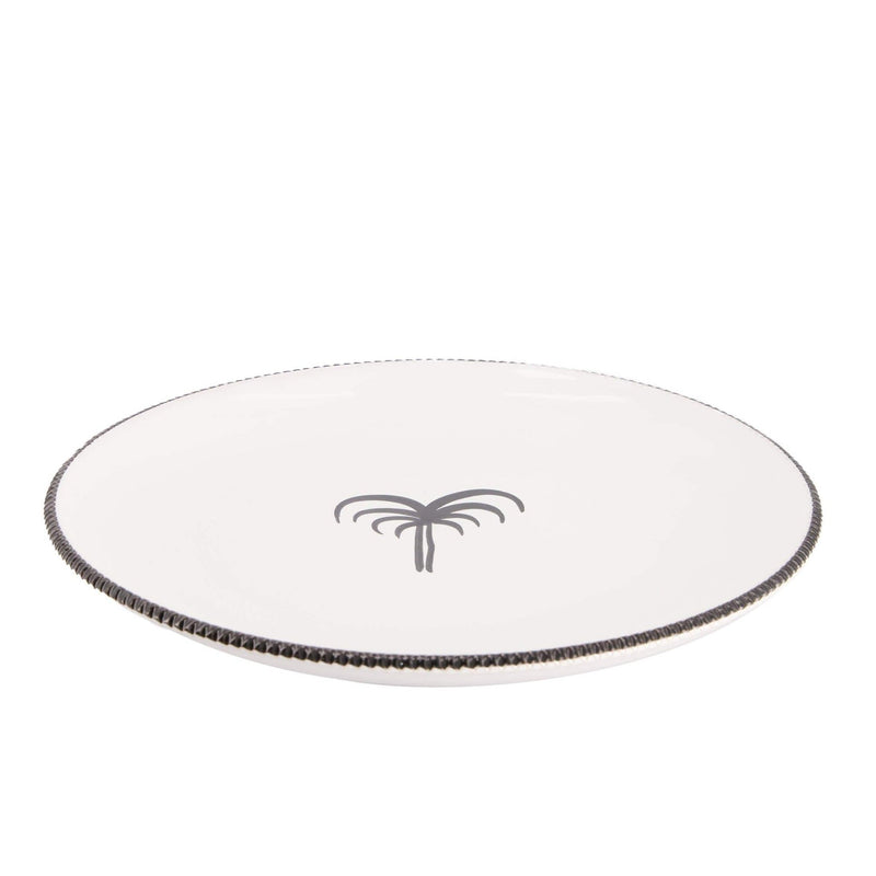 Dinner plate palm tree white black Pizzolato 25,5cm - Dinner plates - Enza Fasano