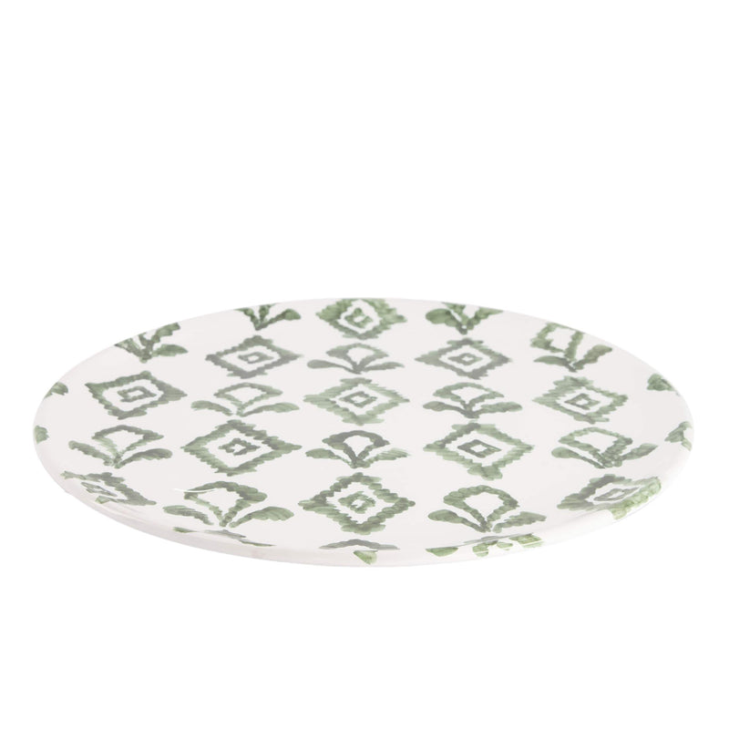 Dinner plate checkered pattern white green smooth rim 28,5cm Enza Fasano - FOODIES IN HEELS