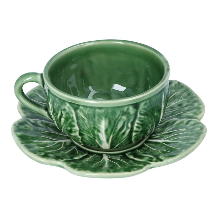 Koffiekopje en - schotel koolblad groen - Kopjes - Bordallo Pinheiro