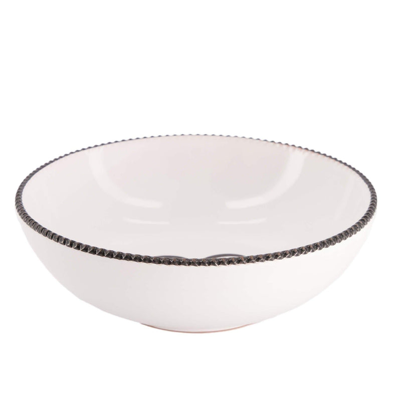 Bowl palm tree white black Pizzolato 19cm - Bowls - Enza Fasano