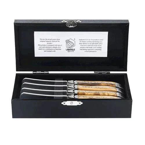 Luxury Line butter knives olive wood in deluxe case (set of 4) - Cutlery - Laguiole Style de Vie