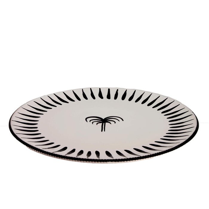 Underplate palm tree white black Pizzolato 31,5cm - Underplates - Enza Fasano