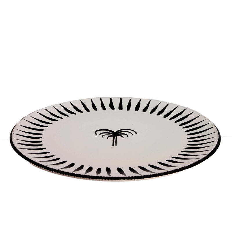 Underplate palm tree white black Pizzolato 31,5cm - Underplates - Enza Fasano