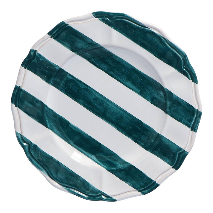 Ontbijtbord Baccellato Bianco met Emerald strepen 21cm - Kleine borden - Enza Fasano