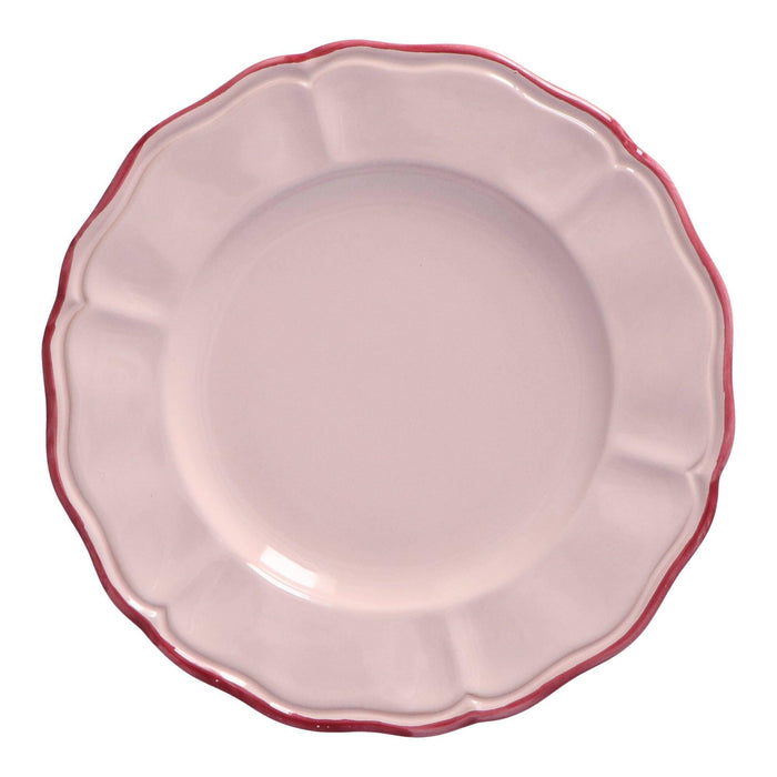 Ontbijtbord Baccellato Dusty Rose met Fuscia rand 21cm - Kleine borden - Enza Fasano