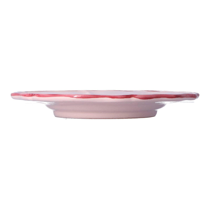 Ontbijtbord Baccellato Dusty Rose met Fuscia rand 21cm - Kleine borden - Enza Fasano