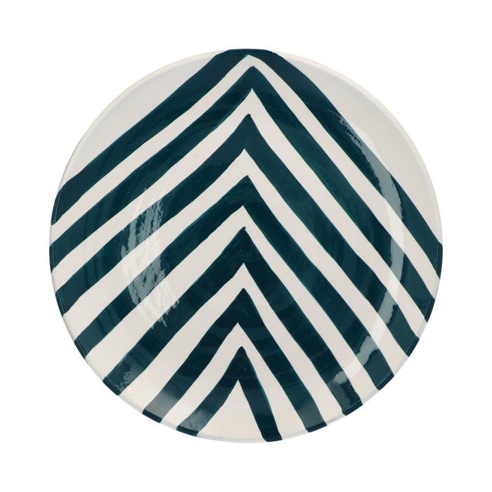 Ontbijtbord met chevronpatroon groenblauw 23cm - Kleine borden - Casa Cubista