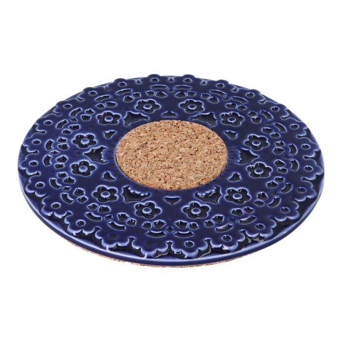 Pannenonderzetter kurk kobaltblauw 17cm - Pannenonderzetters - Duro Ceramics