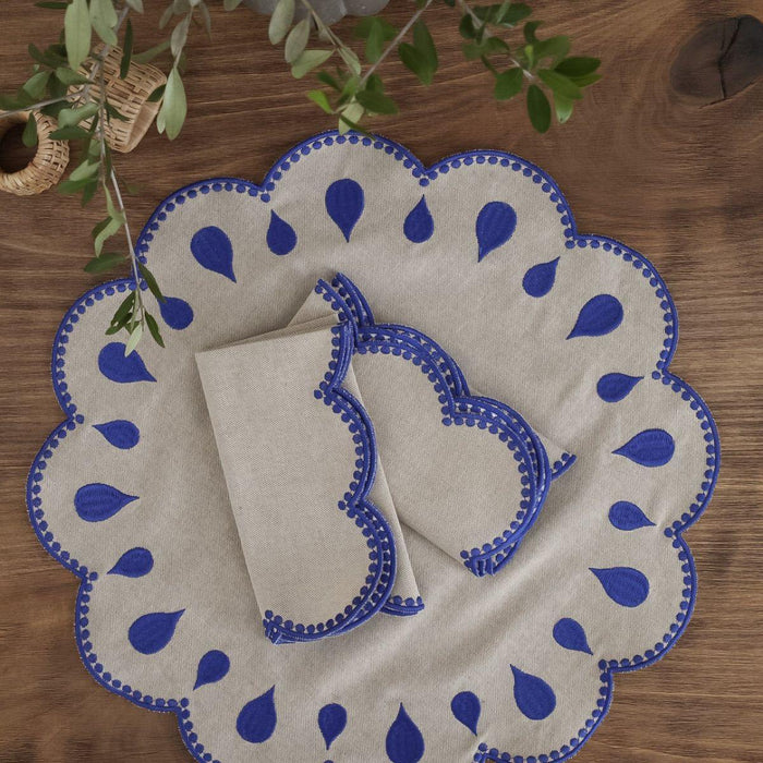 Placemat Gotas geborduurd blauw 40cm - Placemats - Mariaida Home