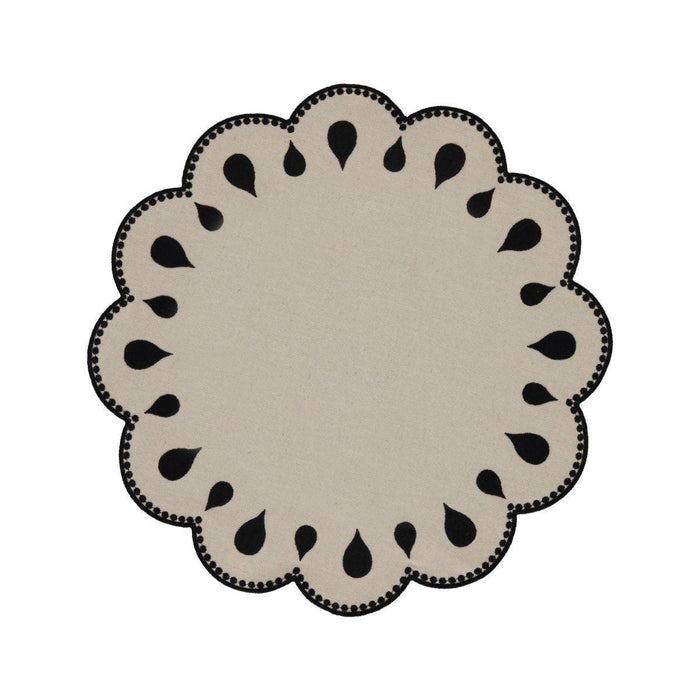 Placemat Gotas embroidered black 40cm - Placemats - Mariaida Home