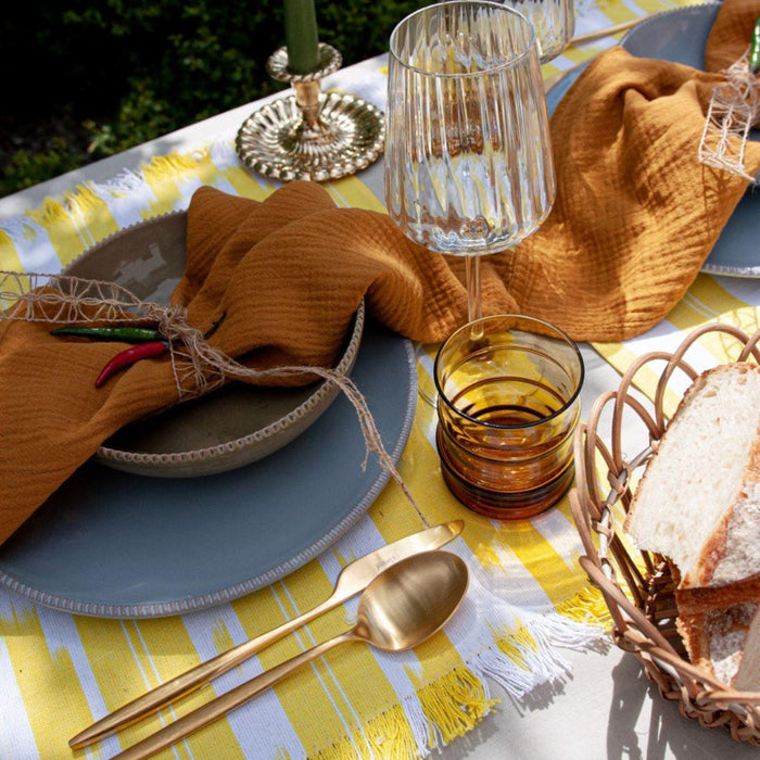 Placemat rafelrand Amarillo Limon motief 104 50x35cm - Placemats - Teixits Vicens