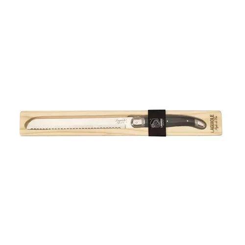 Premium Line bread knife black in wooden tray - Cutlery - Laguiole Style de Vie