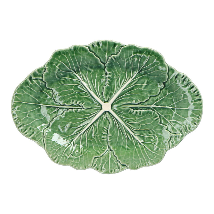 Salad bowl oval green cabbage leaf 37,5cm - bowls - Bordallo Pinheiro
