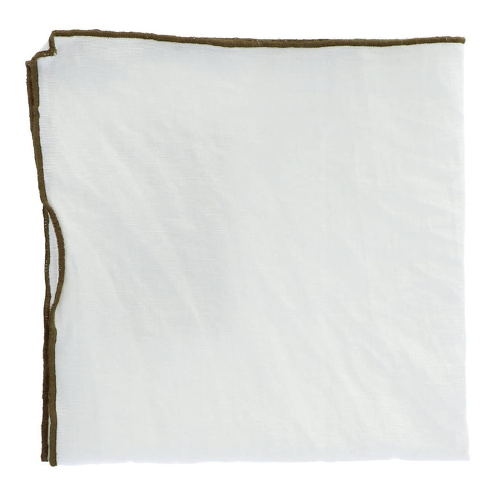 Napkin Bourdon Canvas Mimi - Blanc & Bourdon Kaki (set of 6) - Napkins - Maison de Vacances