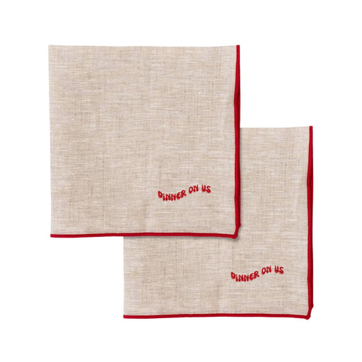 Napkins 100% linen Dinner on Us 40x40cm (set of 2) - Napkins - Kulu Club